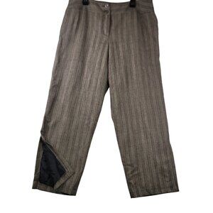 Harve Benard Lined Wool Slit Hem Cropped Pants 12 Striped Gray Professional